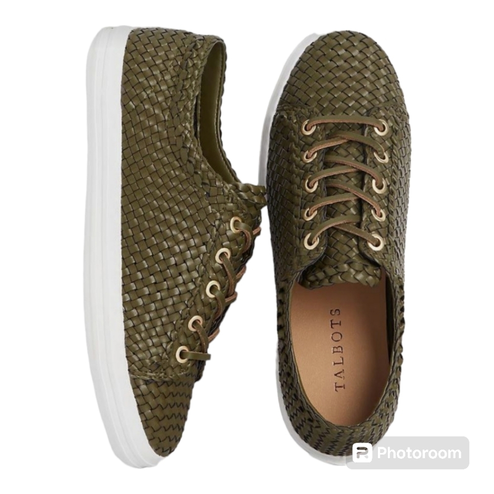 Talbots Hilly Woven sneakers adorable dark green shoes‎ 9M